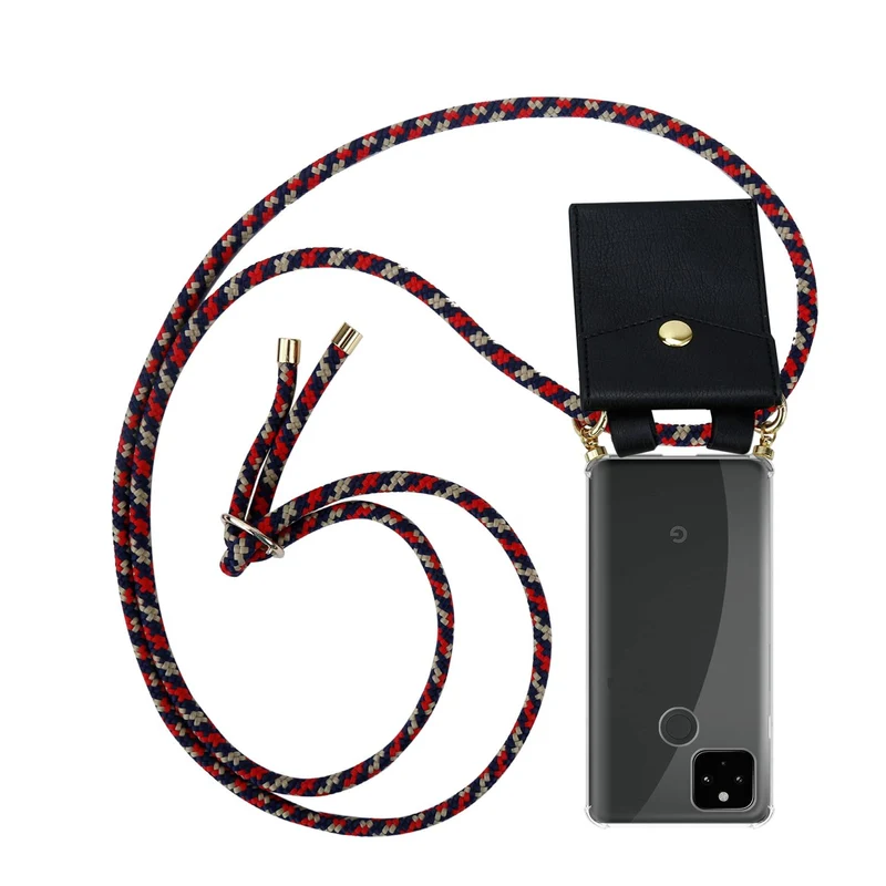 Cadorabo Handy Kette kompatibel mit Google PIXEL 5 XL Silikon Schutzhülle mit Gold Ringen, Kordel Band und abnehmbarem Etui