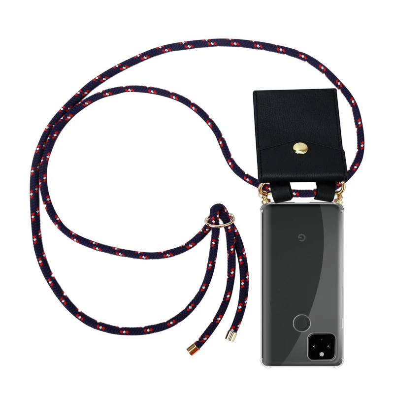 Cadorabo Handy Kette kompatibel mit Google PIXEL 5 XL Silikon Schutzhülle mit Gold Ringen, Kordel Band und abnehmbarem Etui