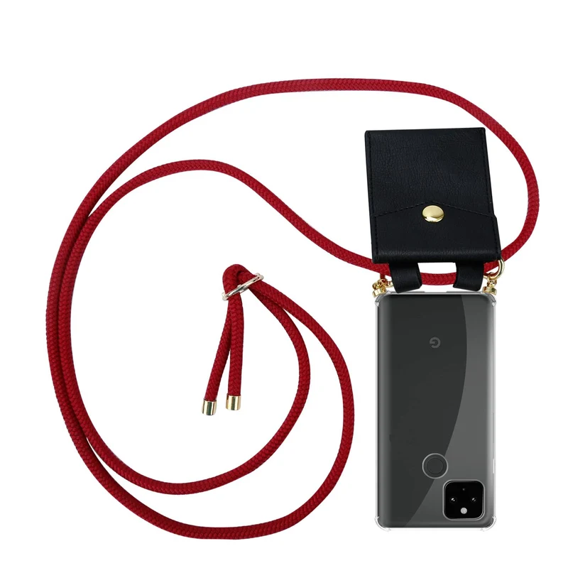 Cadorabo Handy Kette kompatibel mit Google PIXEL 5 XL Silikon Schutzhülle mit Gold Ringen, Kordel Band und abnehmbarem Etui