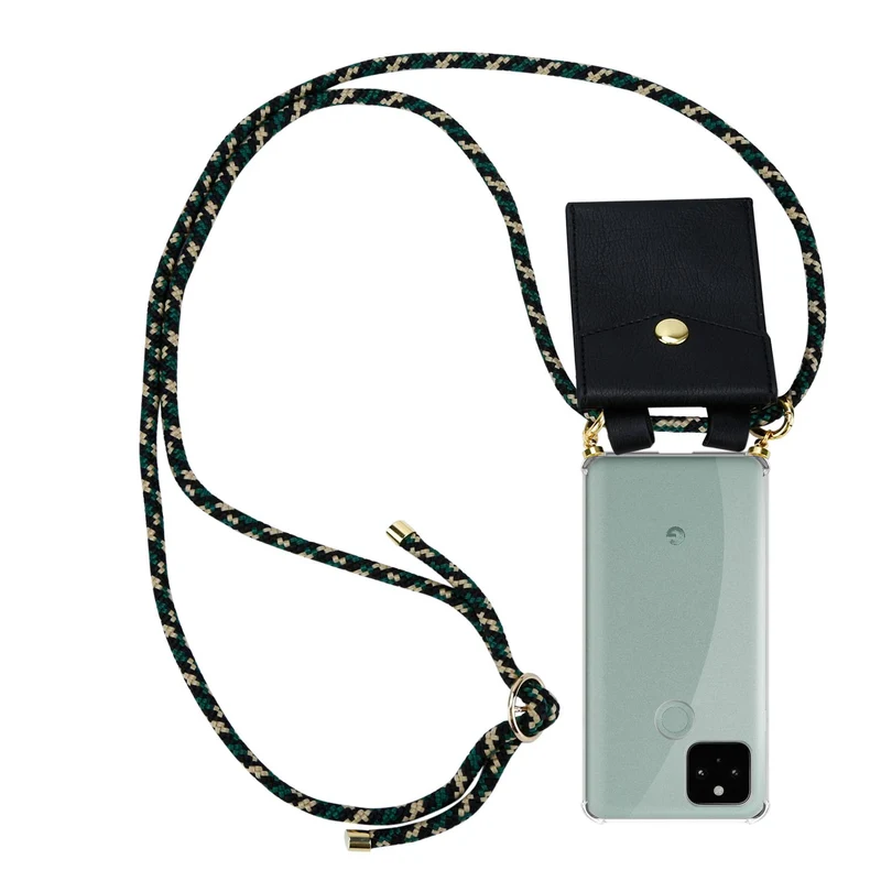 Cadorabo Handy Kette kompatibel mit Google PIXEL 5 Silikon Schutzhülle mit Gold Ringen, Kordel Band und abnehmbarem Etui