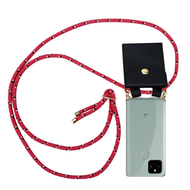 Cadorabo Handy Kette kompatibel mit Google PIXEL 5 Silikon Schutzhülle mit Gold Ringen, Kordel Band und abnehmbarem Etui