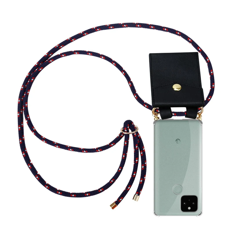 Cadorabo Handy Kette kompatibel mit Google PIXEL 5 Silikon Schutzhülle mit Gold Ringen, Kordel Band und abnehmbarem Etui