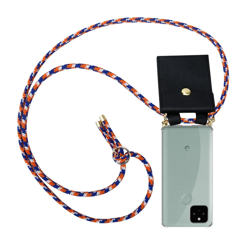 Cadorabo Handy Kette kompatibel mit Google PIXEL 5 Silikon Schutzhülle mit Gold Ringen, Kordel Band und abnehmbarem Etui