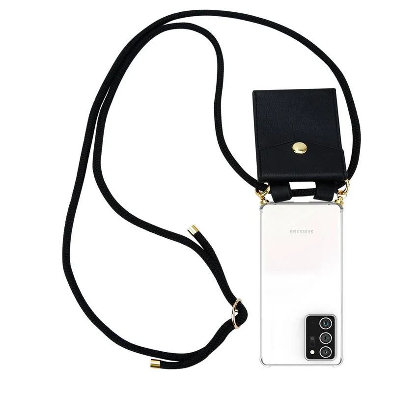 Cadorabo Handy Kette kompatibel mit Samsung Galaxy NOTE 20 PLUS Silikon Schutzhülle mit Gold Ringen, Kordel Band und abnehmbarem Etui