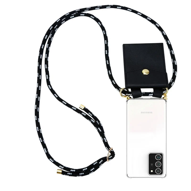 Cadorabo Handy Kette kompatibel mit Samsung Galaxy NOTE 20 PLUS Silikon Schutzhülle mit Gold Ringen, Kordel Band und abnehmbarem Etui