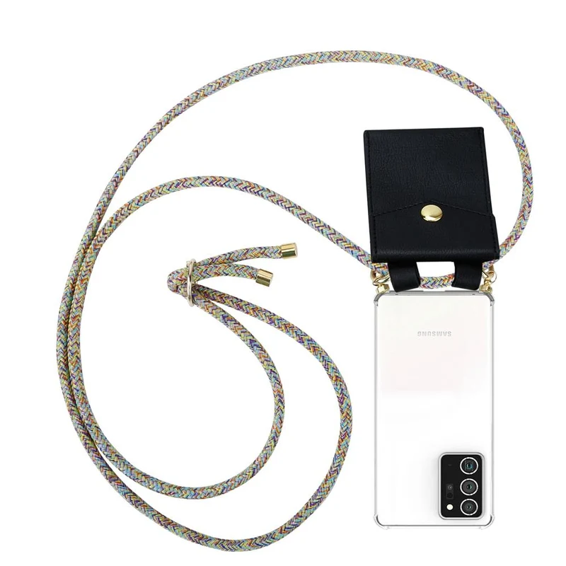 Cadorabo Handy Kette kompatibel mit Samsung Galaxy NOTE 20 PLUS Silikon Schutzhülle mit Gold Ringen, Kordel Band und abnehmbarem Etui