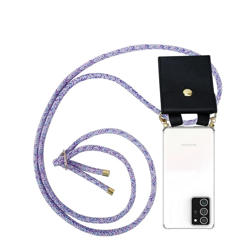Cadorabo Handy Kette kompatibel mit Samsung Galaxy NOTE 20 PLUS Silikon Schutzhülle mit Gold Ringen, Kordel Band und abnehmbarem Etui