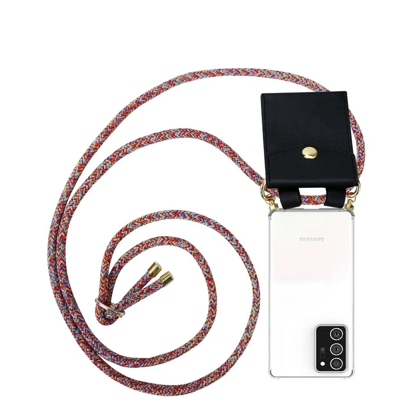 Cadorabo Handy Kette kompatibel mit Samsung Galaxy NOTE 20 PLUS Silikon Schutzhülle mit Gold Ringen, Kordel Band und abnehmbarem Etui