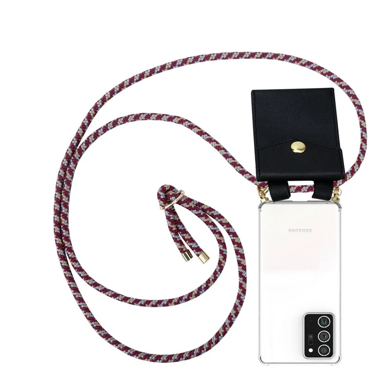 Cadorabo Handy Kette kompatibel mit Samsung Galaxy NOTE 20 PLUS Silikon Schutzhülle mit Gold Ringen, Kordel Band und abnehmbarem Etui