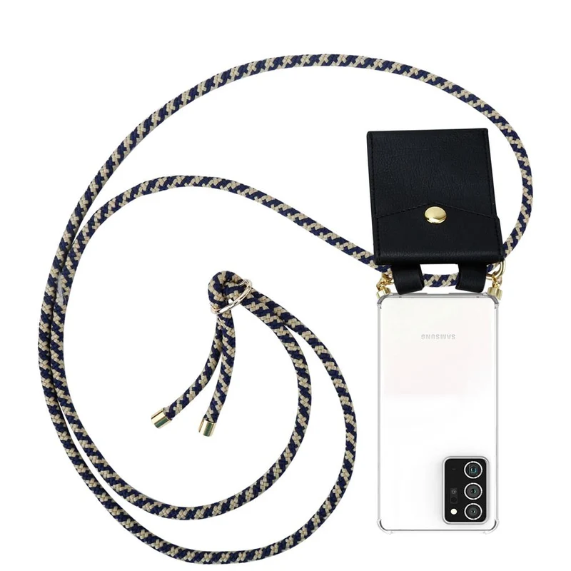 Cadorabo Handy Kette kompatibel mit Samsung Galaxy NOTE 20 PLUS Silikon Schutzhülle mit Gold Ringen, Kordel Band und abnehmbarem Etui