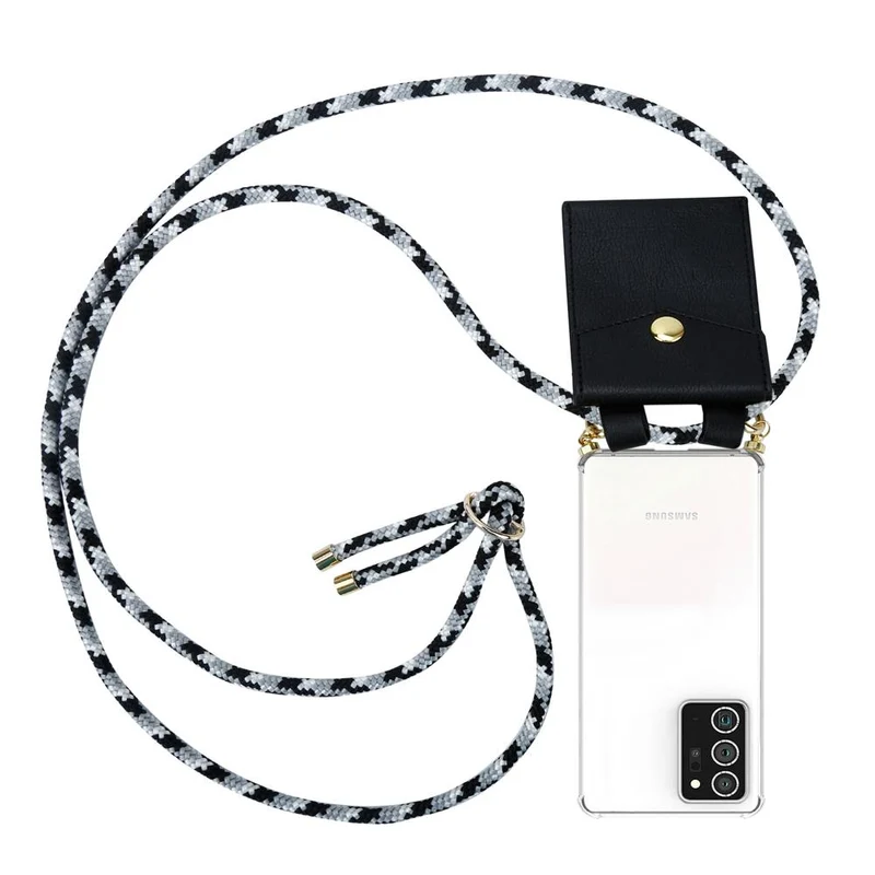 Cadorabo Handy Kette kompatibel mit Samsung Galaxy NOTE 20 PLUS Silikon Schutzhülle mit Gold Ringen, Kordel Band und abnehmbarem Etui