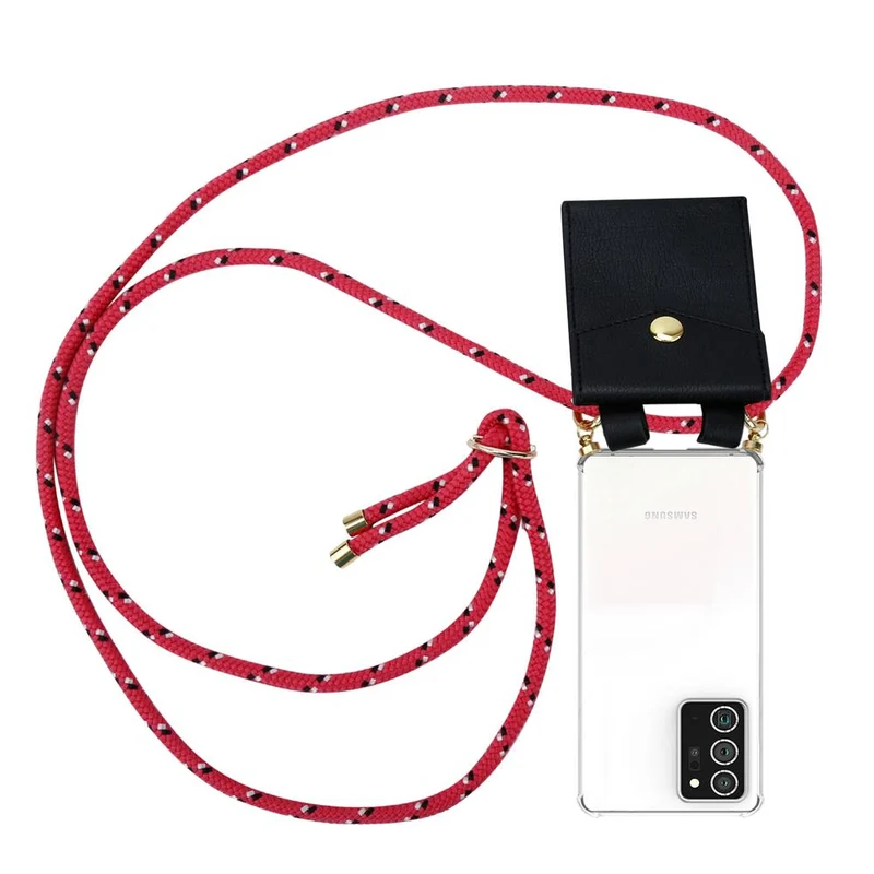 Cadorabo Handy Kette kompatibel mit Samsung Galaxy NOTE 20 PLUS Silikon Schutzhülle mit Gold Ringen, Kordel Band und abnehmbarem Etui