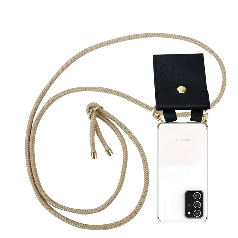 Cadorabo Handy Kette kompatibel mit Samsung Galaxy NOTE 20 PLUS Silikon Schutzhülle mit Gold Ringen, Kordel Band und abnehmbarem Etui