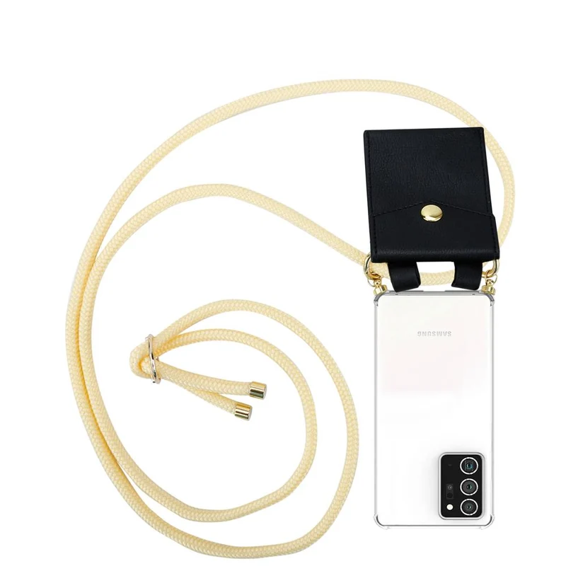 Cadorabo Handy Kette kompatibel mit Samsung Galaxy NOTE 20 PLUS Silikon Schutzhülle mit Gold Ringen, Kordel Band und abnehmbarem Etui