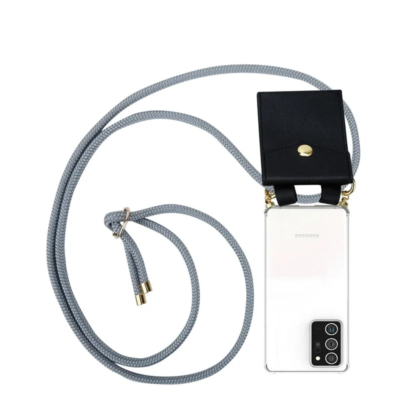 Cadorabo Handy Kette kompatibel mit Samsung Galaxy NOTE 20 PLUS Silikon Schutzhülle mit Gold Ringen, Kordel Band und abnehmbarem Etui