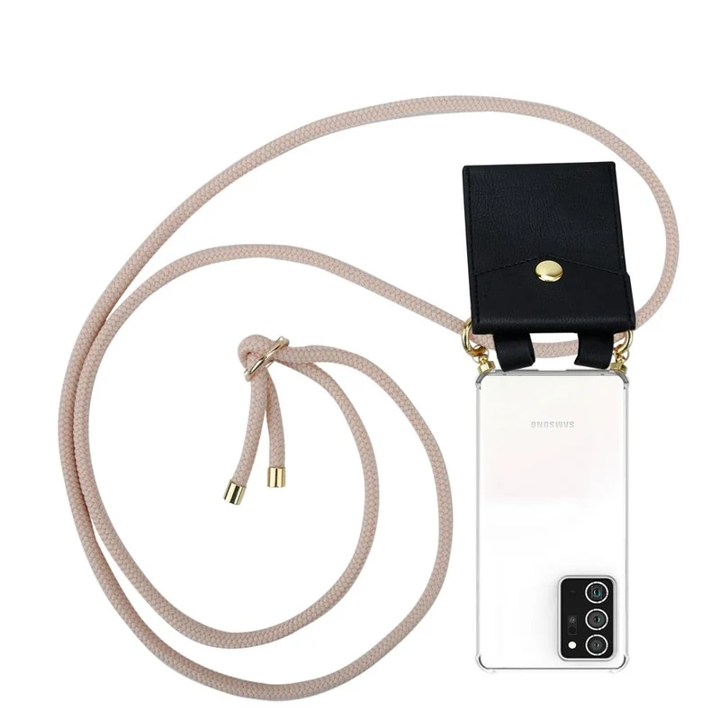 Cadorabo Handy Kette kompatibel mit Samsung Galaxy NOTE 20 PLUS Silikon Schutzhülle mit Gold Ringen, Kordel Band und abnehmbarem Etui