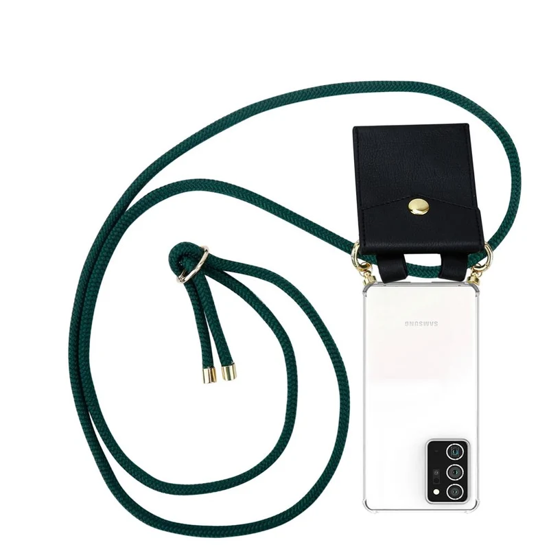 Cadorabo Handy Kette kompatibel mit Samsung Galaxy NOTE 20 PLUS Silikon Schutzhülle mit Gold Ringen, Kordel Band und abnehmbarem Etui