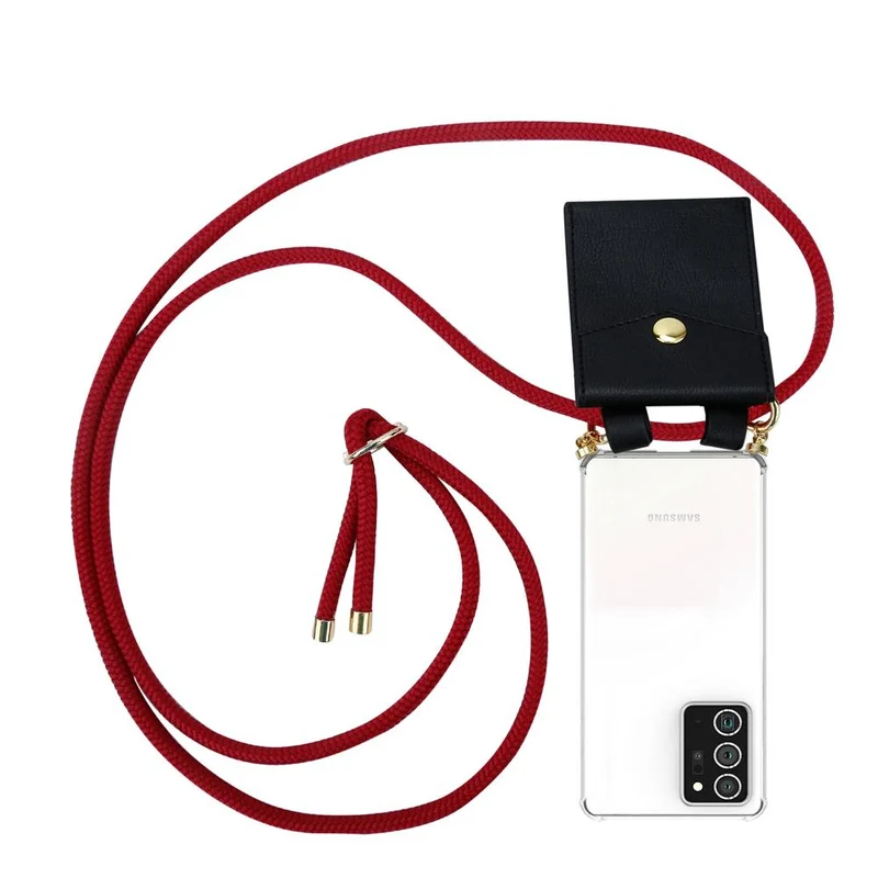 Cadorabo Handy Kette kompatibel mit Samsung Galaxy NOTE 20 PLUS Silikon Schutzhülle mit Gold Ringen, Kordel Band und abnehmbarem Etui