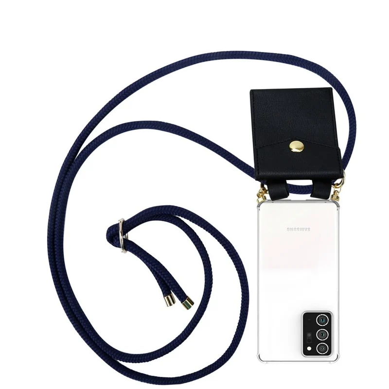 Cadorabo Handy Kette kompatibel mit Samsung Galaxy NOTE 20 PLUS Silikon Schutzhülle mit Gold Ringen, Kordel Band und abnehmbarem Etui