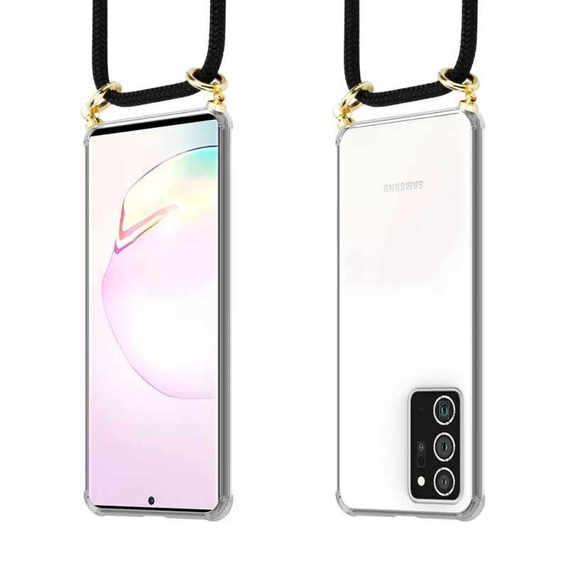 Cadorabo Handy Kette kompatibel mit Samsung Galaxy NOTE 20 PLUS Silikon Schutzhülle mit Gold Ringen, Kordel Band und abnehmbarem Etui