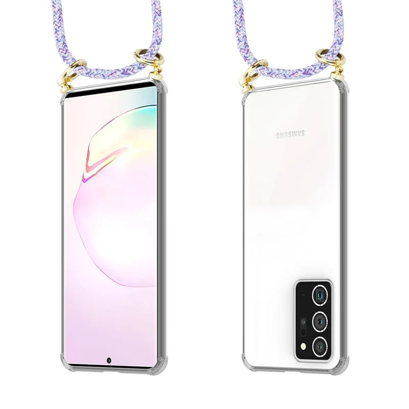Cadorabo Handy Kette kompatibel mit Samsung Galaxy NOTE 20 PLUS Silikon Schutzhülle mit Gold Ringen, Kordel Band und abnehmbarem Etui