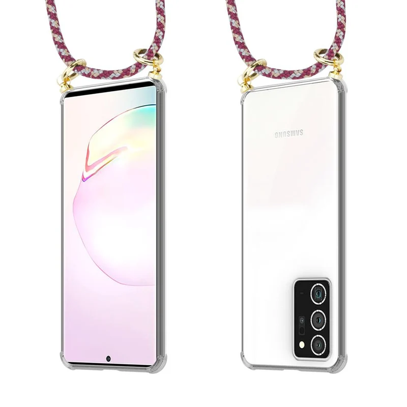 Cadorabo Handy Kette kompatibel mit Samsung Galaxy NOTE 20 PLUS Silikon Schutzhülle mit Gold Ringen, Kordel Band und abnehmbarem Etui