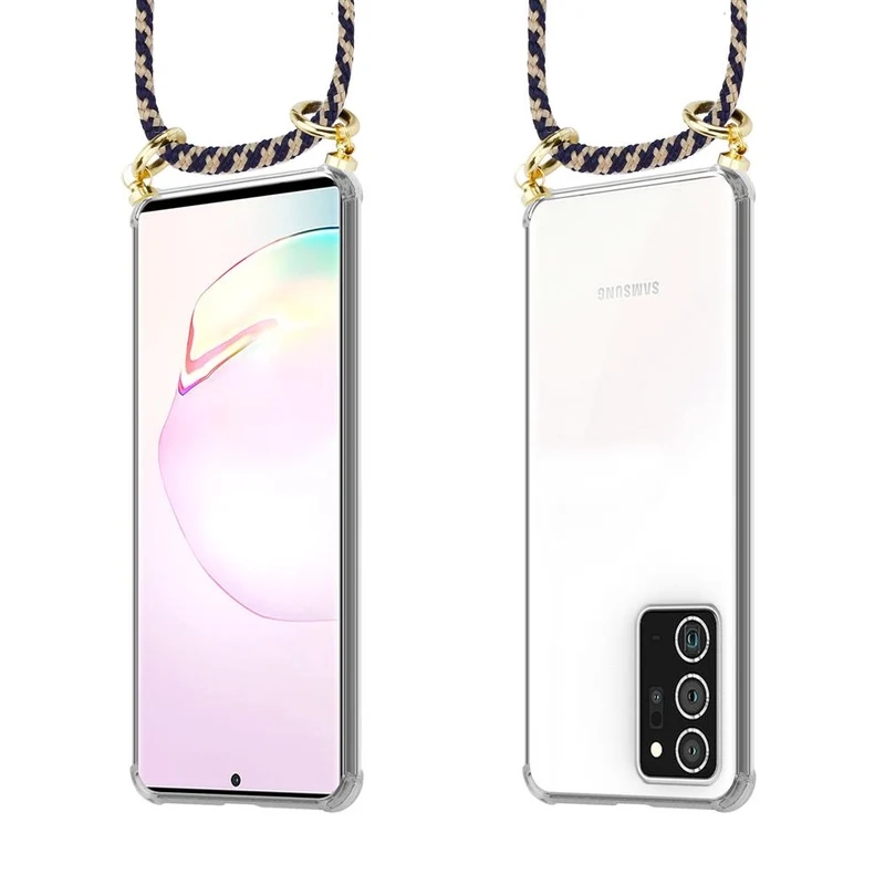 Cadorabo Handy Kette kompatibel mit Samsung Galaxy NOTE 20 PLUS Silikon Schutzhülle mit Gold Ringen, Kordel Band und abnehmbarem Etui