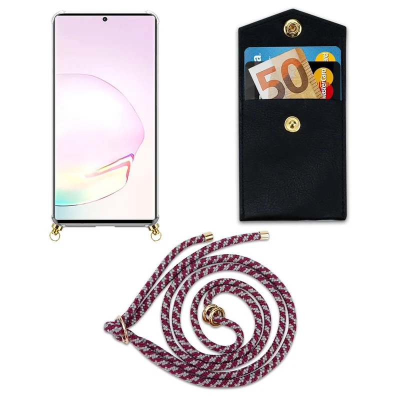 Cadorabo Handy Kette kompatibel mit Samsung Galaxy NOTE 20 PLUS Silikon Schutzhülle mit Gold Ringen, Kordel Band und abnehmbarem Etui