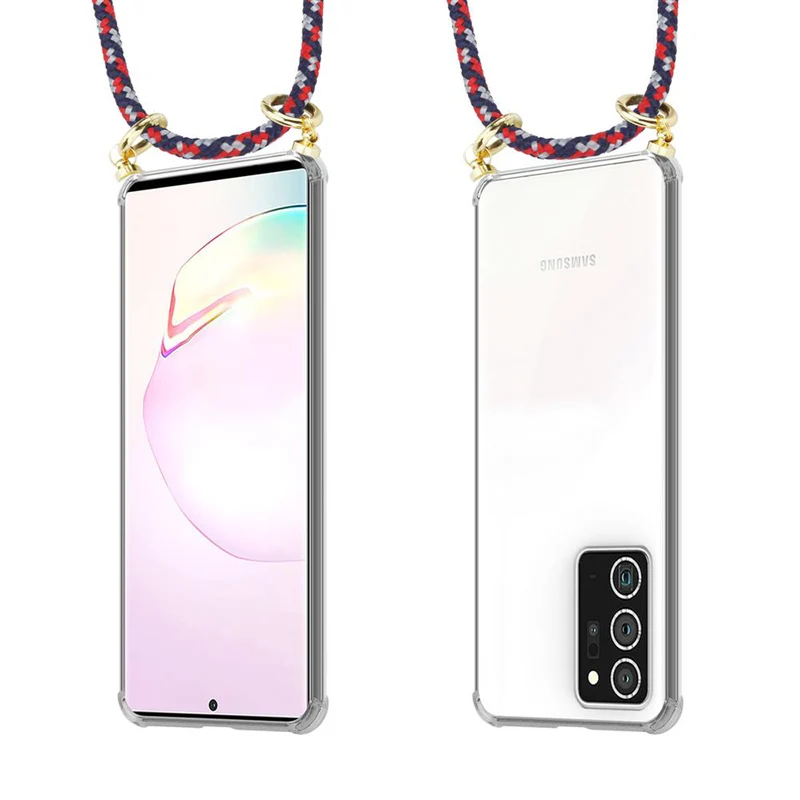 Cadorabo Handy Kette kompatibel mit Samsung Galaxy NOTE 20 PLUS Silikon Schutzhülle mit Gold Ringen, Kordel Band und abnehmbarem Etui