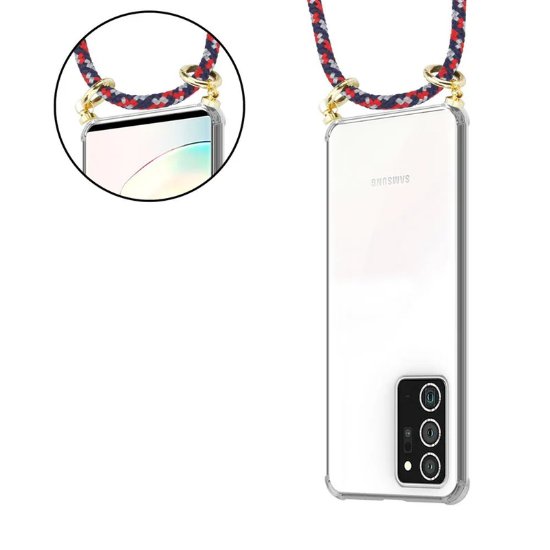 Cadorabo Handy Kette kompatibel mit Samsung Galaxy NOTE 20 PLUS Silikon Schutzhülle mit Gold Ringen, Kordel Band und abnehmbarem Etui