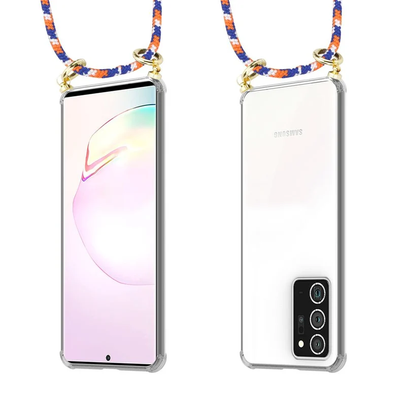 Cadorabo Handy Kette kompatibel mit Samsung Galaxy NOTE 20 PLUS Silikon Schutzhülle mit Gold Ringen, Kordel Band und abnehmbarem Etui