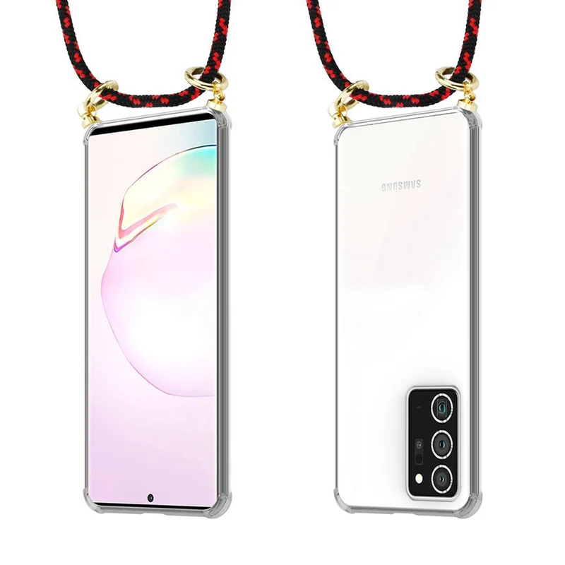 Cadorabo Handy Kette kompatibel mit Samsung Galaxy NOTE 20 PLUS Silikon Schutzhülle mit Gold Ringen, Kordel Band und abnehmbarem Etui