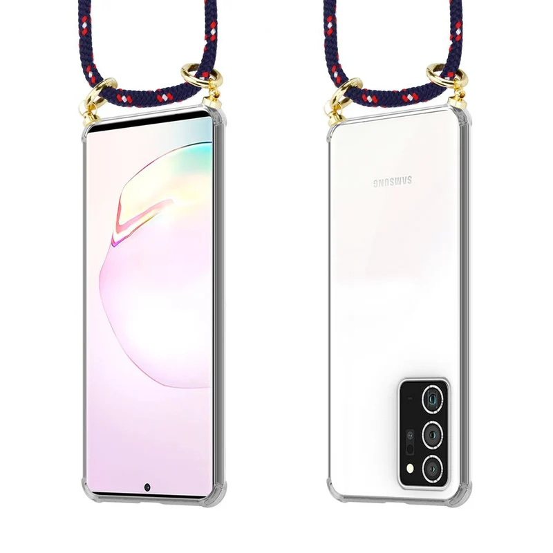 Cadorabo Handy Kette kompatibel mit Samsung Galaxy NOTE 20 PLUS Silikon Schutzhülle mit Gold Ringen, Kordel Band und abnehmbarem Etui