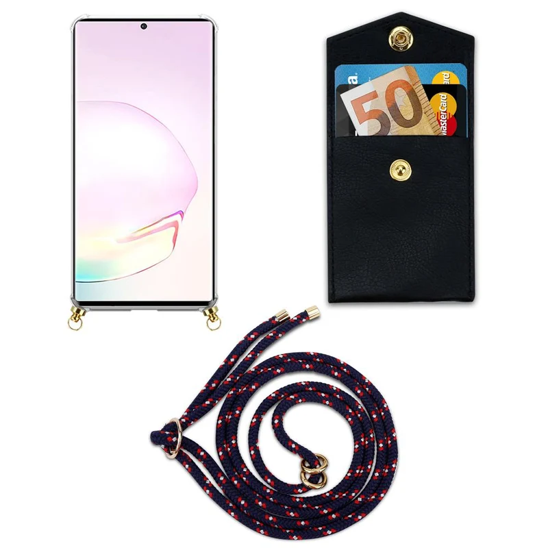 Cadorabo Handy Kette kompatibel mit Samsung Galaxy NOTE 20 PLUS Silikon Schutzhülle mit Gold Ringen, Kordel Band und abnehmbarem Etui