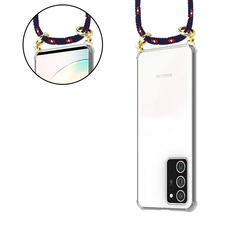 Cadorabo Handy Kette kompatibel mit Samsung Galaxy NOTE 20 PLUS Silikon Schutzhülle mit Gold Ringen, Kordel Band und abnehmbarem Etui