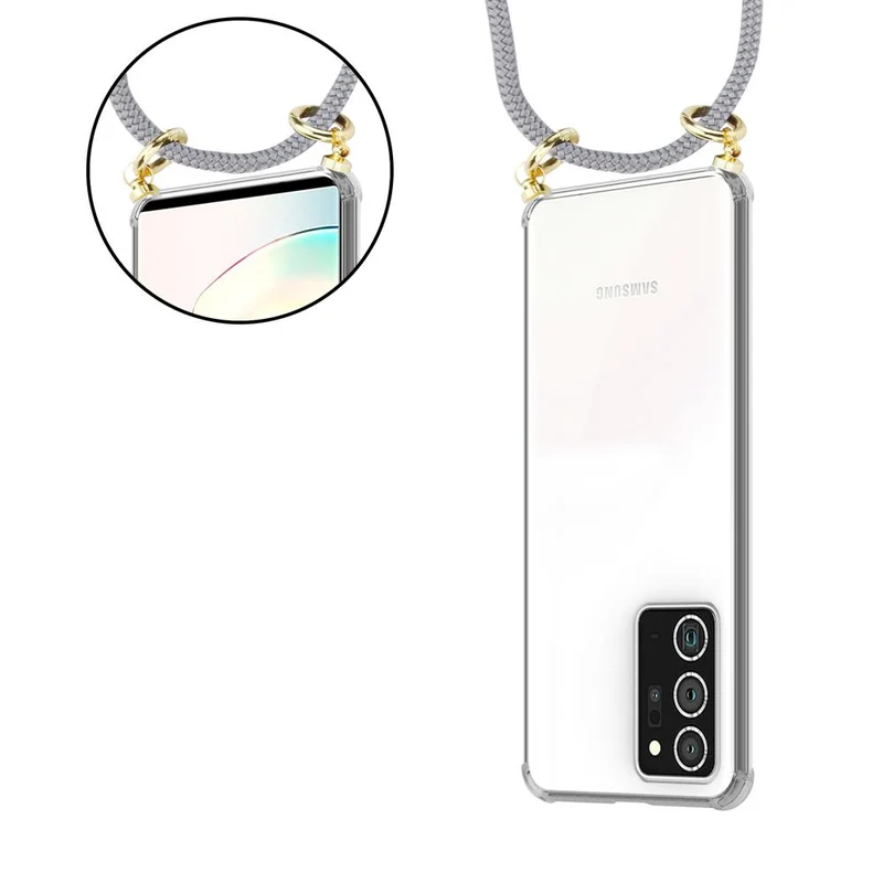 Cadorabo Handy Kette kompatibel mit Samsung Galaxy NOTE 20 PLUS Silikon Schutzhülle mit Gold Ringen, Kordel Band und abnehmbarem Etui