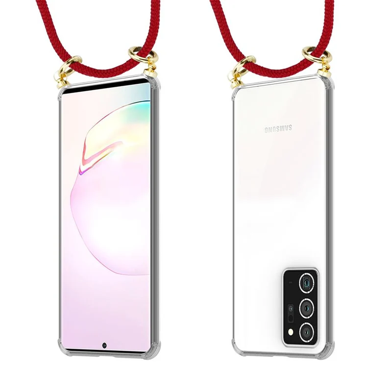 Cadorabo Handy Kette kompatibel mit Samsung Galaxy NOTE 20 PLUS Silikon Schutzhülle mit Gold Ringen, Kordel Band und abnehmbarem Etui