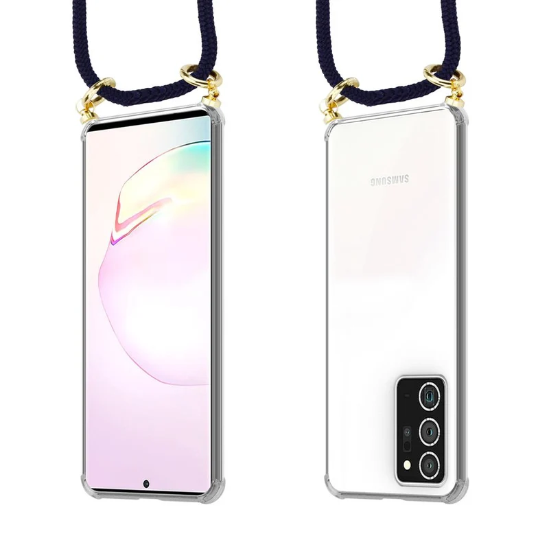 Cadorabo Handy Kette kompatibel mit Samsung Galaxy NOTE 20 PLUS Silikon Schutzhülle mit Gold Ringen, Kordel Band und abnehmbarem Etui