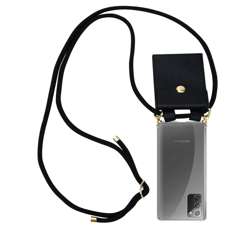 Cadorabo Handy Kette kompatibel mit Samsung Galaxy NOTE 20 Silikon Schutzhülle mit Gold Ringen, Kordel Band und abnehmbarem Etui