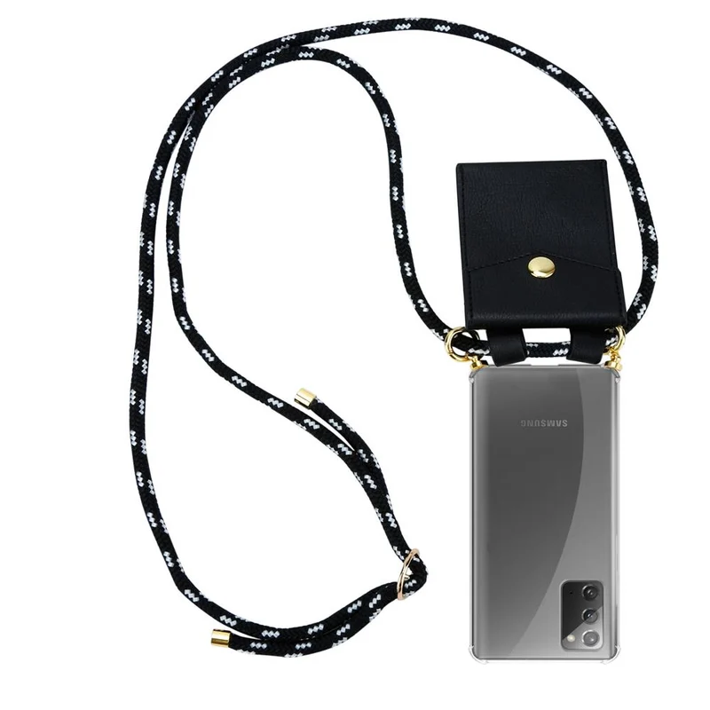 Cadorabo Handy Kette kompatibel mit Samsung Galaxy NOTE 20 Silikon Schutzhülle mit Gold Ringen, Kordel Band und abnehmbarem Etui