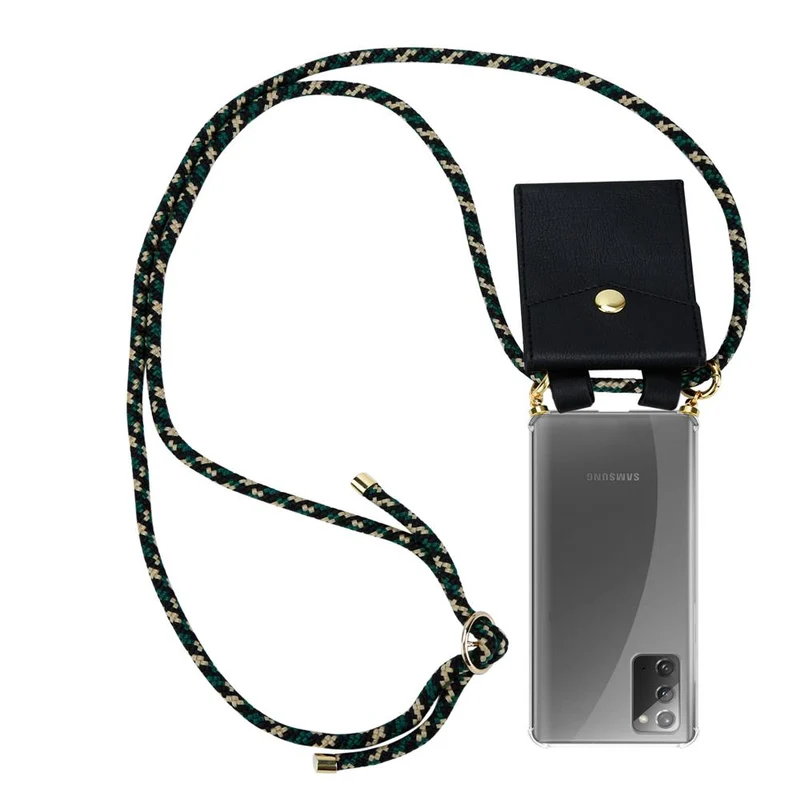 Cadorabo Handy Kette kompatibel mit Samsung Galaxy NOTE 20 Silikon Schutzhülle mit Gold Ringen, Kordel Band und abnehmbarem Etui
