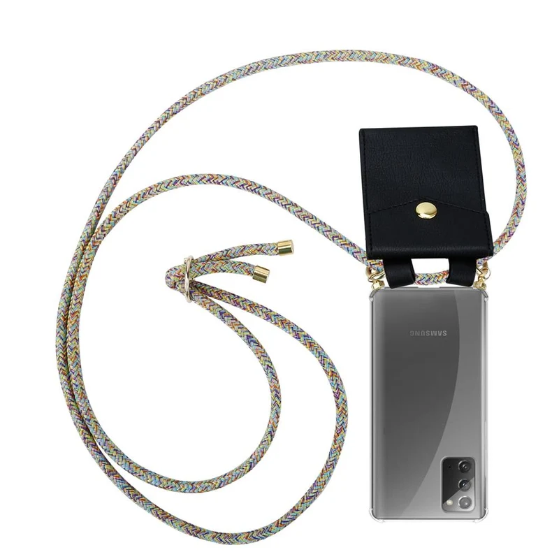 Cadorabo Handy Kette kompatibel mit Samsung Galaxy NOTE 20 Silikon Schutzhülle mit Gold Ringen, Kordel Band und abnehmbarem Etui