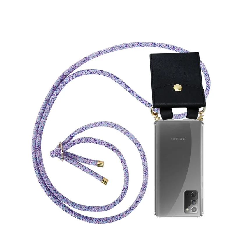 Cadorabo Handy Kette kompatibel mit Samsung Galaxy NOTE 20 Silikon Schutzhülle mit Gold Ringen, Kordel Band und abnehmbarem Etui