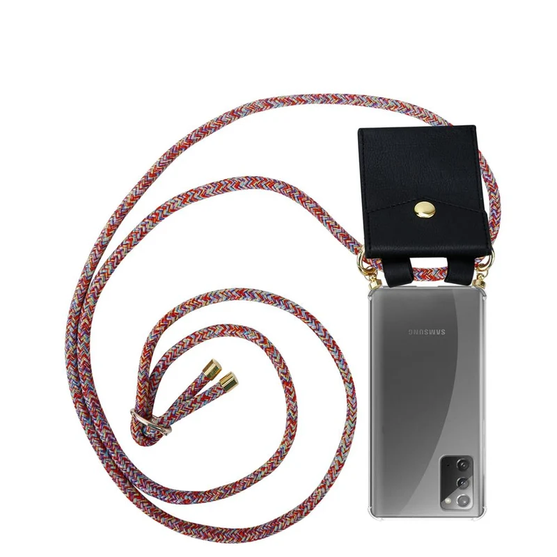 Cadorabo Handy Kette kompatibel mit Samsung Galaxy NOTE 20 Silikon Schutzhülle mit Gold Ringen, Kordel Band und abnehmbarem Etui