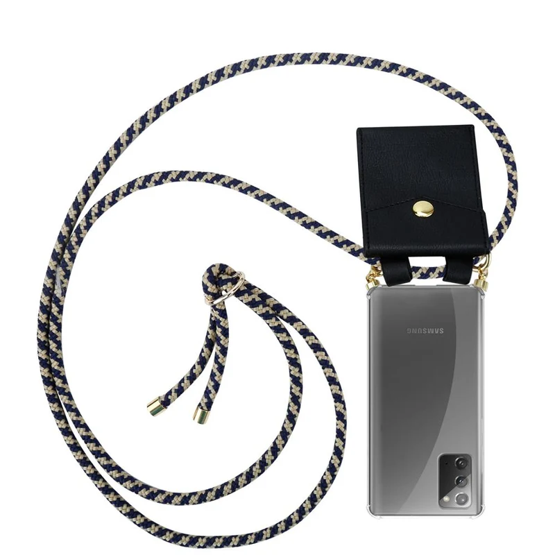 Cadorabo Handy Kette kompatibel mit Samsung Galaxy NOTE 20 Silikon Schutzhülle mit Gold Ringen, Kordel Band und abnehmbarem Etui