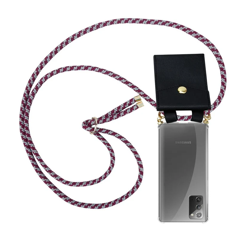 Cadorabo Handy Kette kompatibel mit Samsung Galaxy NOTE 20 Silikon Schutzhülle mit Gold Ringen, Kordel Band und abnehmbarem Etui