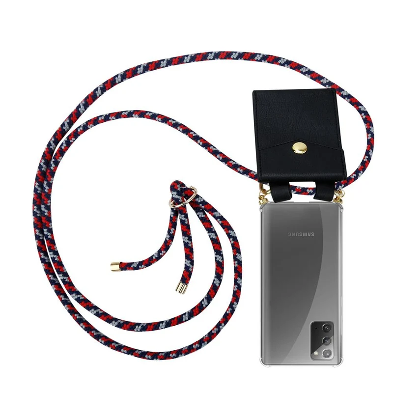 Cadorabo Handy Kette kompatibel mit Samsung Galaxy NOTE 20 Silikon Schutzhülle mit Gold Ringen, Kordel Band und abnehmbarem Etui