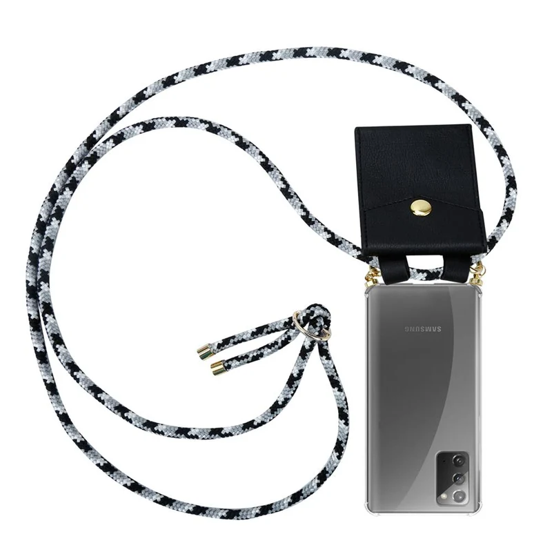 Cadorabo Handy Kette kompatibel mit Samsung Galaxy NOTE 20 Silikon Schutzhülle mit Gold Ringen, Kordel Band und abnehmbarem Etui