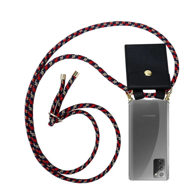 Cadorabo Handy Kette kompatibel mit Samsung Galaxy NOTE 20 Silikon Schutzhülle mit Gold Ringen, Kordel Band und abnehmbarem Etui
