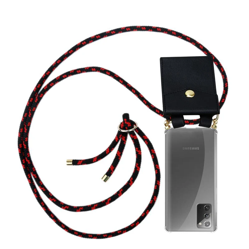 Cadorabo Handy Kette kompatibel mit Samsung Galaxy NOTE 20 Silikon Schutzhülle mit Gold Ringen, Kordel Band und abnehmbarem Etui